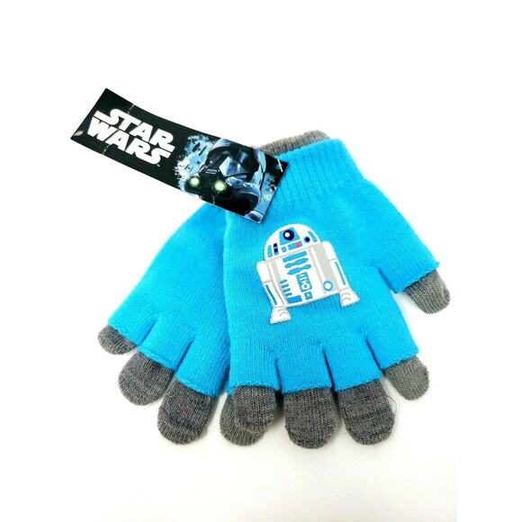 Gloves Star Wars R2D2 Blue Gray Kids Winter Featuring New With Tags - Picture 1 of 8
